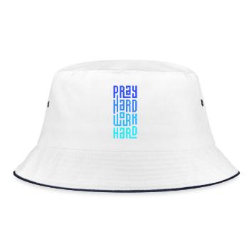 Pray Hard Work Hard - Bucket Hat - white/navy - Front