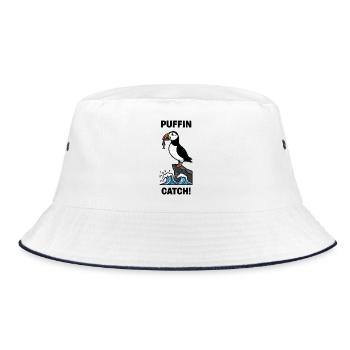 Atlantic puffin fishing sea catch black shearwater - Bucket Hat - white/navy - Front