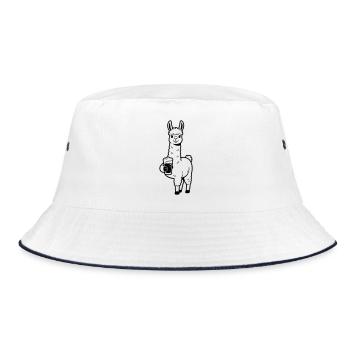 Llama mit Bier - Bucket Hat - Weiß/Navy - Vorne