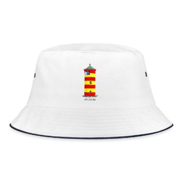 Leuchtturm Pilsum, handgezeichnet - Bucket Hat - Weiß/Navy - Vorne