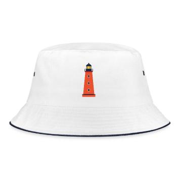 Lighthouse Line Icon Coastal Beacon Vector Symbol  - Bucket Hat - white/navy - Front
