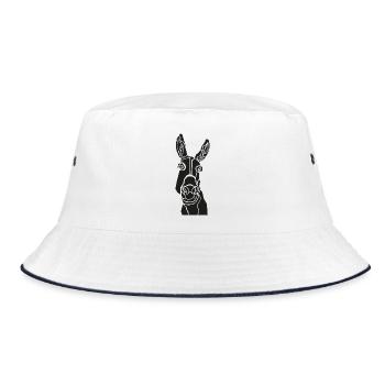 Minimalist line donkey silhouette - Bucket Hat - white/navy - Front