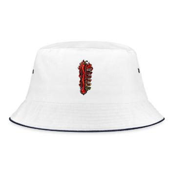 Brennende Chili Hitze Skala - Bucket Hat - Weiß/Navy - Vorne