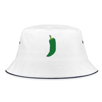Grüne Chili Silhouette - Bucket Hat - Weiß/Navy - Vorne