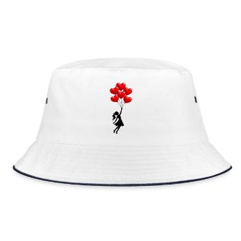 Flying Girl - Bucket Hat - Weiß/Navy - Vorne