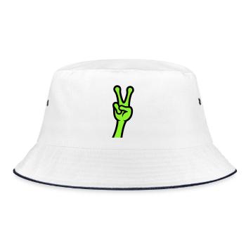 Alien Hand Peace Zeichen Icon - Bucket Hat - Weiß/Navy - Vorne