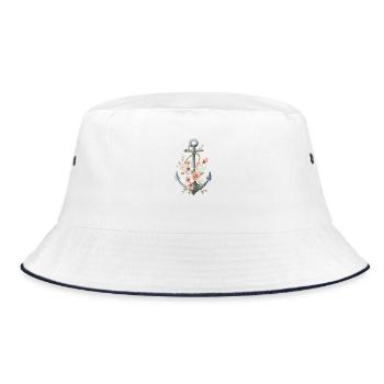 Ancre avec vrille florale - Bob - blanc/marine - Devant