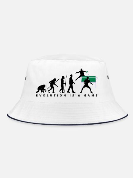 evolution_tischtennisspieler_102012_a_3c - Bucket Hat - white/navy - Front