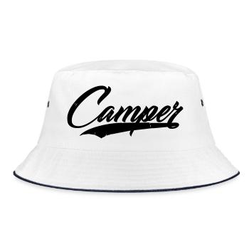 camper camping camp holiday wilderness mountain sticker - Bucket Hat - white/navy - Front