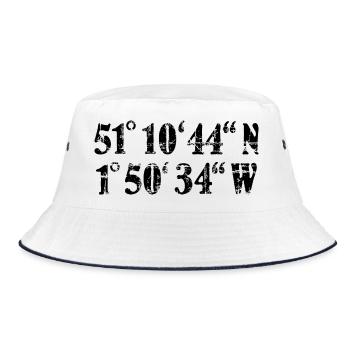 Stonehenge Coordinates Vintage Black (EU) - Bucket Hat - white/navy - Front