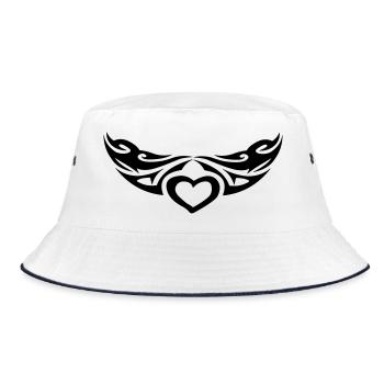 Tribal heart - Bucket Hat - white/navy - Front