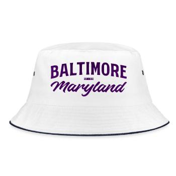Baltimore Maryland Vintage Lettering - Bucket Hat - white/navy - Front
