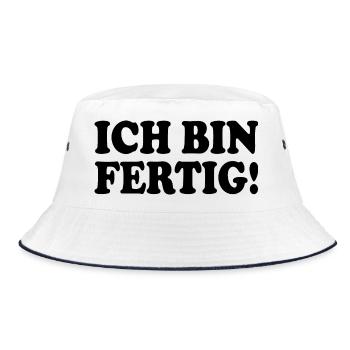 Ich bin fertig - Bucket Hat - Weiß/Navy - Vorne