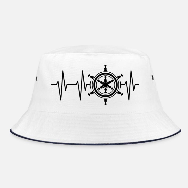 Heartbeat Steering Wheel Ship Captain Control Icon Bucket Hat