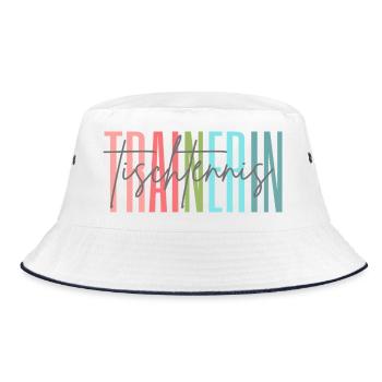 Trainerin Tischtennis Tischtennistrainerin - Bucket Hat - Weiß/Navy - Vorne