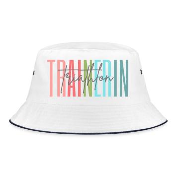 Trainerin Triathlon Triathlontrainerin Geschenk - Bucket Hat - Weiß/Navy - Vorne