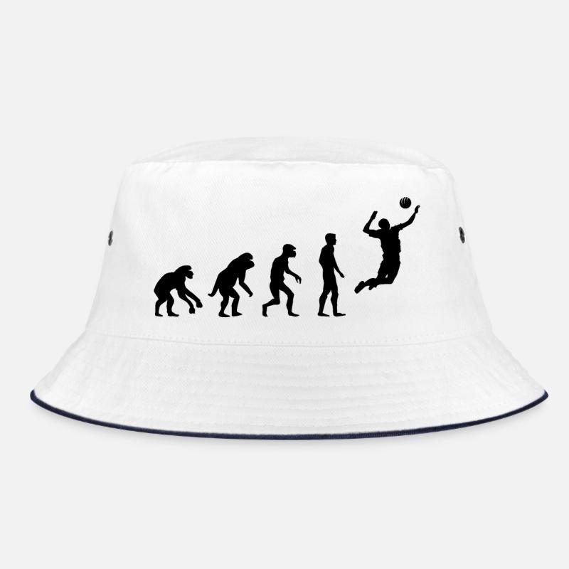 retro volleyball evolution beach volleyball icon Bucket Hat