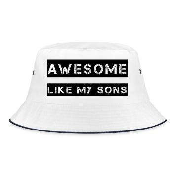 AWESOME LIKE MY SONS Geschenk für Vater Mutter - Bucket Hat - Weiß/Navy - Vorne