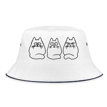 3 Katzen - Bucket Hat - Weiß/Navy - Vorne