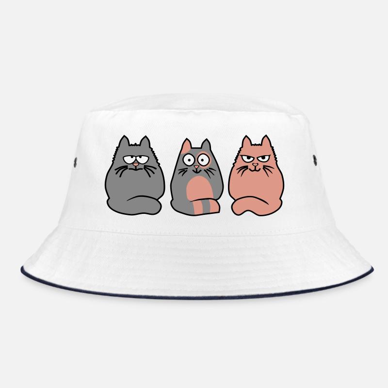 3 Katzen - Bucket Hat - Weiß/Navy
