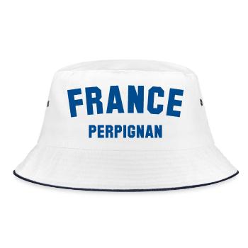 PERPIGNAN France Frankreich - Bucket Hat - Weiß/Navy - Vorne