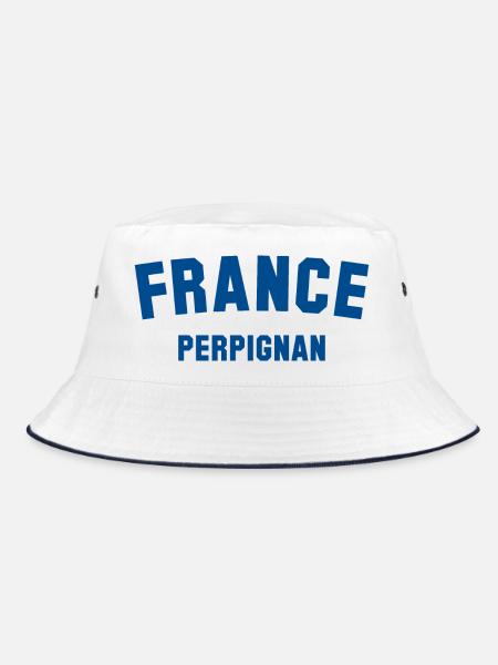 PERPIGNAN France Frankreich - Bucket Hat - Weiß/Navy - Vorne