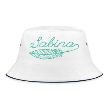 Sabina Name Federschrift - Bucket Hat - Weiß/Navy - Vorne