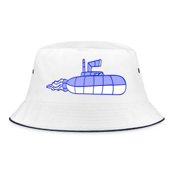 U-Boot Unterseeboot Tauchgang Tauchboot Kapitän - Bucket Hat - Weiß/Navy - Vorne