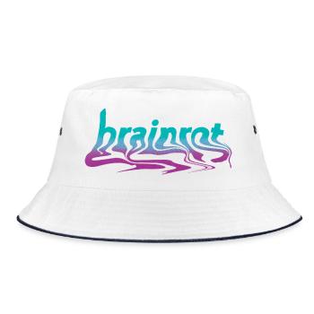 Brainrot – Trippy Vaporwave Aesthetic - Bucket Hat - white/navy - Front