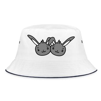 2 Bunnies Friends Team Crew Couple Two Lucky - Bucket Hat - white/navy - Front