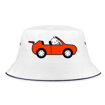 Ente Autofahrer Sport Auto schnell fahren Fahrzeug - Bucket Hat - Weiß/Navy - Vorne