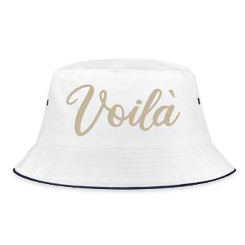 Voila Handlettered Script Design - Bucket Hat - white/navy - Front