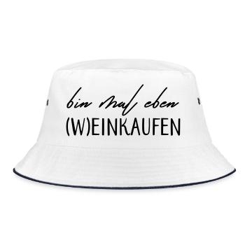 Bin mal eben (W)einkaufen! - Bucket Hat - Weiß/Navy - Vorne