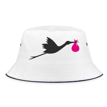 Klapperstorch Storch Mädchen rosa - Bucket Hat - Weiß/Navy - Vorne