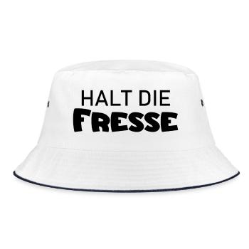 Halt die Fresse - Cooler Spruch - Schweigen - Bucket Hat - Weiß/Navy - Vorne