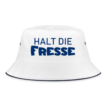 Halt die Fresse - Cooler Spruch - Schweigen - Bucket Hat - Weiß/Navy - Vorne