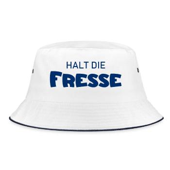 Halt die Fresse - Cooler Spruch - Schweigen - Bucket Hat - Weiß/Navy - Vorne
