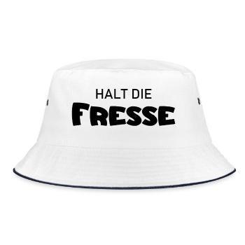 Halt die Fresse - Cooler Spruch - Schweigen - Bucket Hat - Weiß/Navy - Vorne