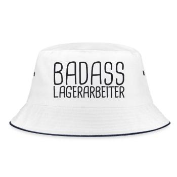 Lagerarbeiter Badass - Bucket Hat - Weiß/Navy - Vorne