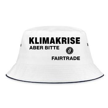 Climate crisis – but Fairtrade please - Bucket Hat - white/navy - Front