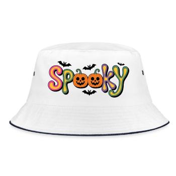 Spooky Kürbisbuchstaben Halloween - Bucket Hat - Weiß/Navy - Vorne