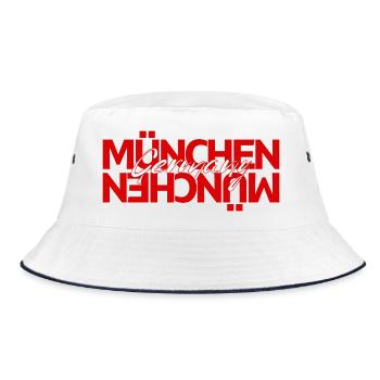 München Germany Script Overlay - Bucket Hat - Weiß/Navy - Vorne