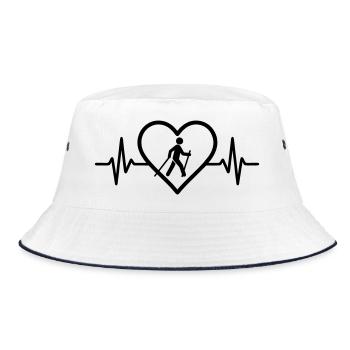 Nordic Walking Heart Sport Hike Poles - Bucket Hat - white/navy - Front