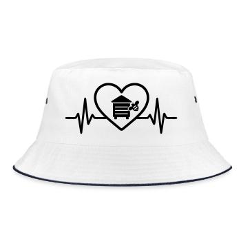 Heart beekeeper beehive - Bucket Hat - white/navy - Front