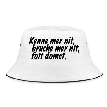 Kenne mer nit, bruche mer nit, fott domet - Kölsch - Bucket Hat - Weiß/Navy - Vorne