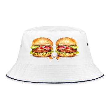 Zwei Burger - Bucket Hat - Weiß/Navy - Vorne