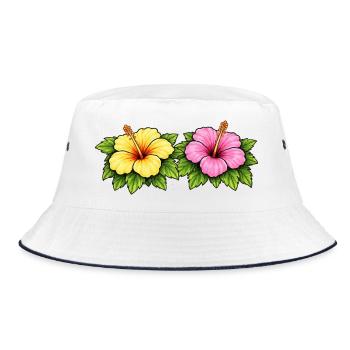 Fleurs tropicales d’hibiscus - Bob - blanc/marine - Devant