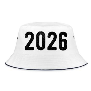 2026 - Bucket Hat - Weiß/Navy - Vorne