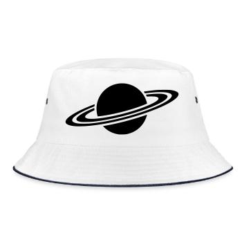 Saturn Planet Ring Silhouette - Bucket Hat - white/navy - Front
