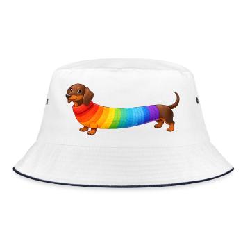 Teckel avec un pull arc-en-ciel - Bob - blanc/marine - Devant